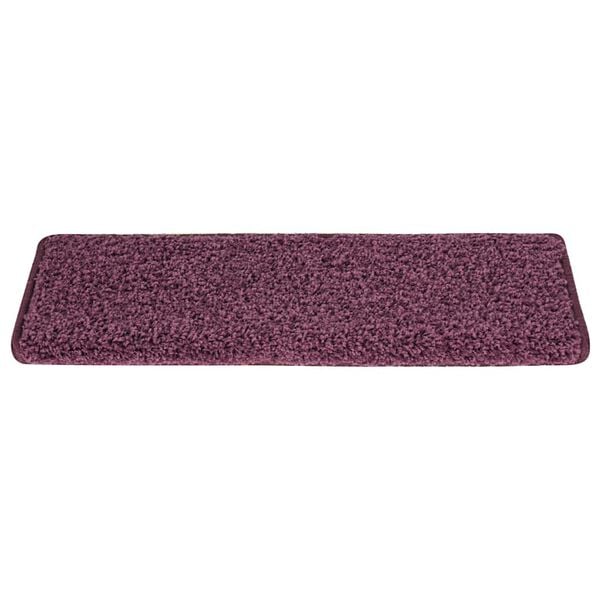 vidaXL Tapetes de escada 15 pe&ccedil;as 65x21x4 cm roxo escuro com borda retangular