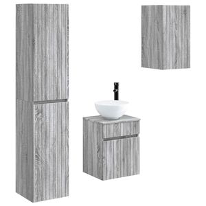 vidaXL Conjunto de M&oacute;veis para Banheiro 3 unid. Sonoma cinzento