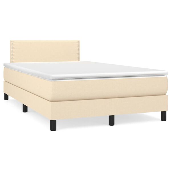 vidaXL Cama boxspring com colch&atilde;o 120x190 cm tecido cor creme