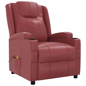 vidaXL Cadeira de massagens couro artificial vermelho tinto