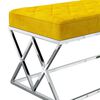 vidaXL Banco a&ccedil;o inoxid&aacute;vel e veludo amarelo mostarda