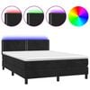 vidaXL Cama box spring c/ colch&atilde;o/LED 140x190 cm veludo preto