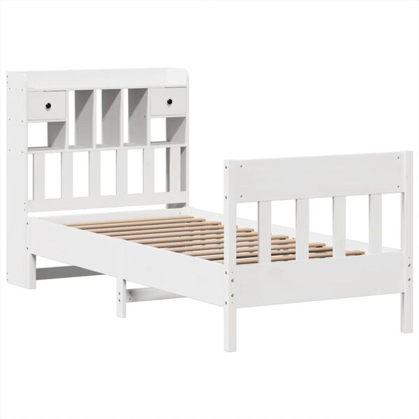 vidaXL Cama sem colch&atilde;o 90x190 cm madeira de pinho maci&ccedil;a branco