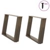 vidaXL P&eacute;s para mesa de centro em formato de U, 2 pe&ccedil;as, a&ccedil;o natural, 70x(42-43) cm, a&ccedil;o