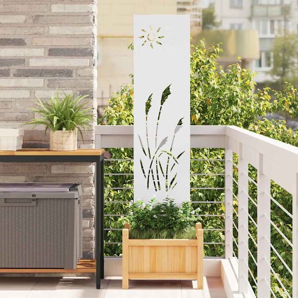 vidaXL Tela de Privacidade para Jardim Fretwork Branco 32 x 140 cm
