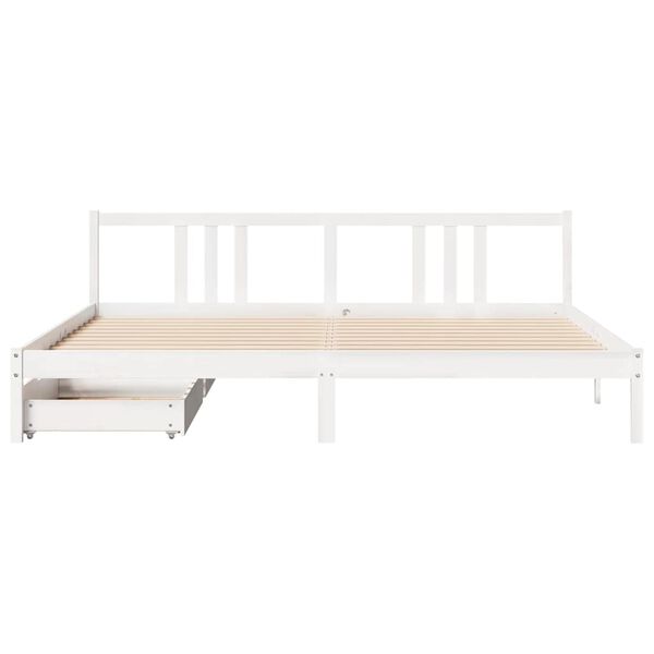 vidaXL Cama sem colch&atilde;o 200x200 cm madeira de pinho maci&ccedil;a branco