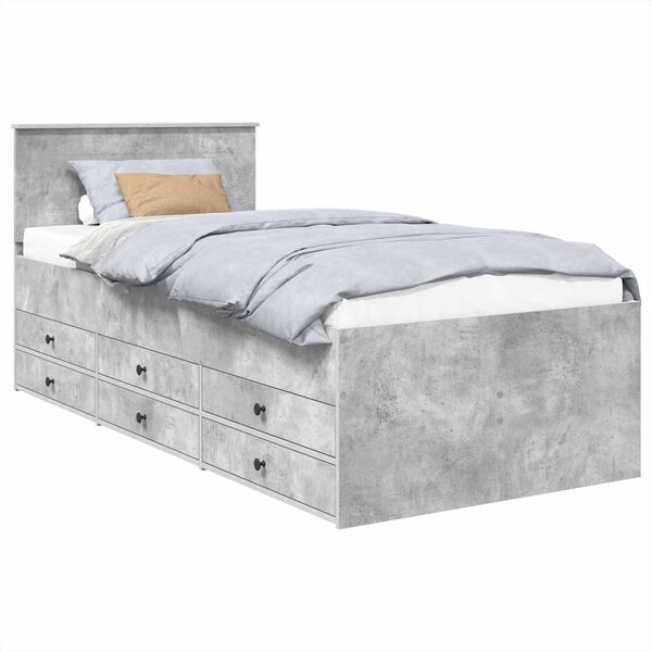 vidaXL Sof&aacute;-camas com gaveta Cinza Concreto e Preto 100 x 200 cm