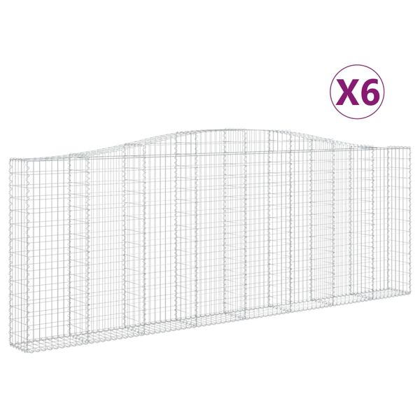 vidaXL Cestos gabi&atilde;o arqueados 6pcs 400x30x140/160cm ferro galvanizado