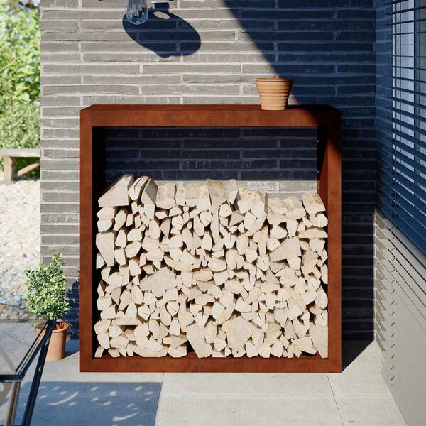 vidaXL Rack Lenha 100x40x100 cm a&ccedil;o resistente &agrave;s intemp&eacute;ries