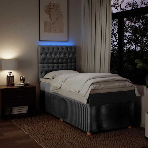 vidaXL Cama com molas/colch&atilde;o 80x200 cm tecido cinza-claro