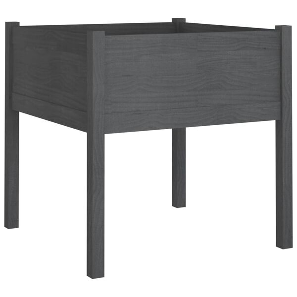 vidaXL Vaso de jardim 70x70x70 cm madeira de pinho maciça cinzento