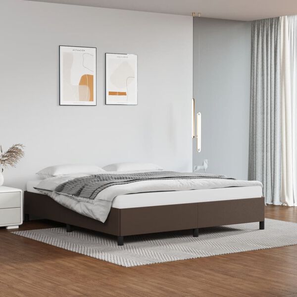 vidaXL Estrutura de cama 180x200cm couro artificial castanho