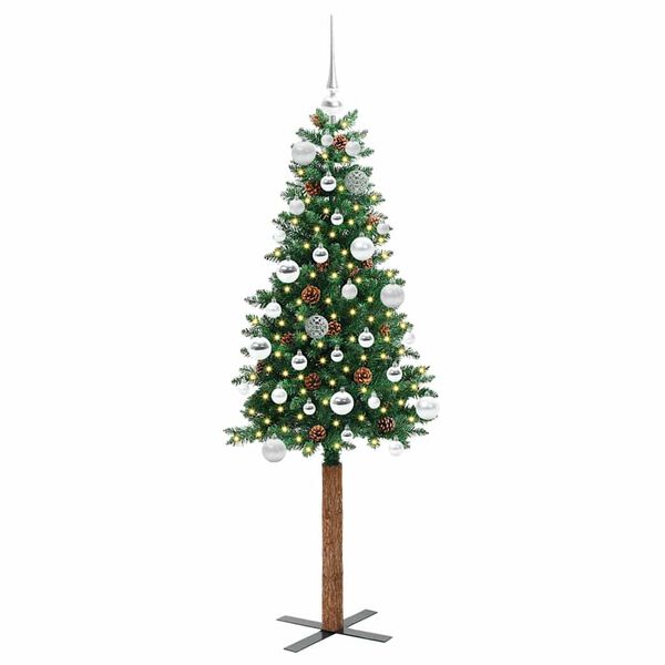 vidaXL &Aacute;rvore de Natal Slim com 150 LEDs com suporte Verde 150 cm
