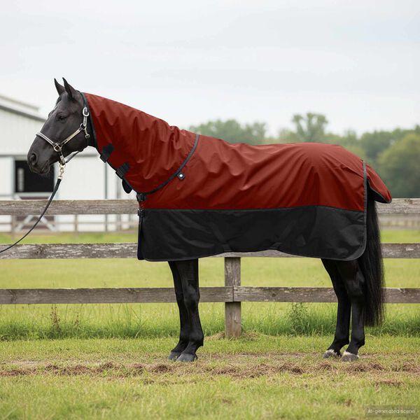 vidaXL Cobertor de Cavalo Verde Escuro e Preto 165 cm Poli&eacute;ster