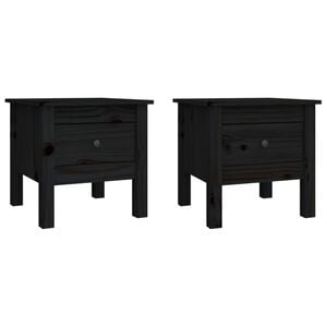 vidaXL Mesas de apoio 2 pcs 40x40x39 cm madeira de pinho maci&ccedil;a preto