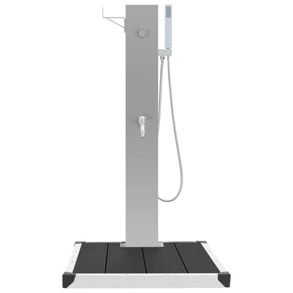 vidaXL Chuveiro para exterior com base WPC a&ccedil;o inoxid&aacute;vel