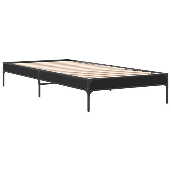 vidaXL Estrutura de cama 100x200 cm derivados de madeira/metal preto