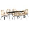 vidaXL Conjunto de Jantar para Jardim 7 unid. Castanho vime PE