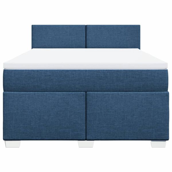 vidaXL Cama com molas/colch&atilde;o 160x200 cm tecido azul