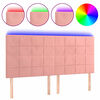 vidaXL Cabeceira de cama c/ luzes LED veludo 180x5x118/128 cm rosa