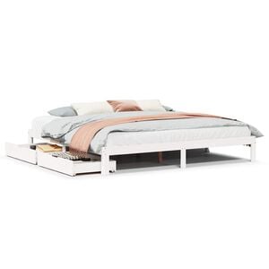vidaXL Estrutura de cama c/ gavetas 180x200 cm pinho maci&ccedil;a branco