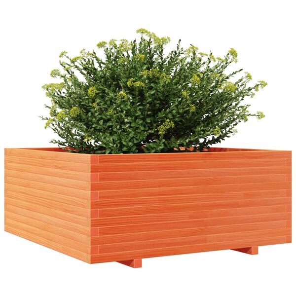 vidaXL Vaso/floreira jardim 110x110x49,5 cm pinho maci&ccedil;o castanho mel