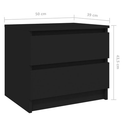 vidaXL Mesas de cabeceira 2 pcs 50x39x43,5 cm contraplacado preto