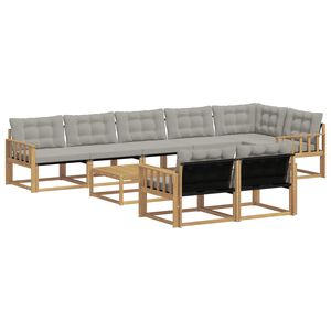 vidaXL Conjunto de Sof&aacute;s para Exterior 9 unid. Branco e Cinzento-Claro