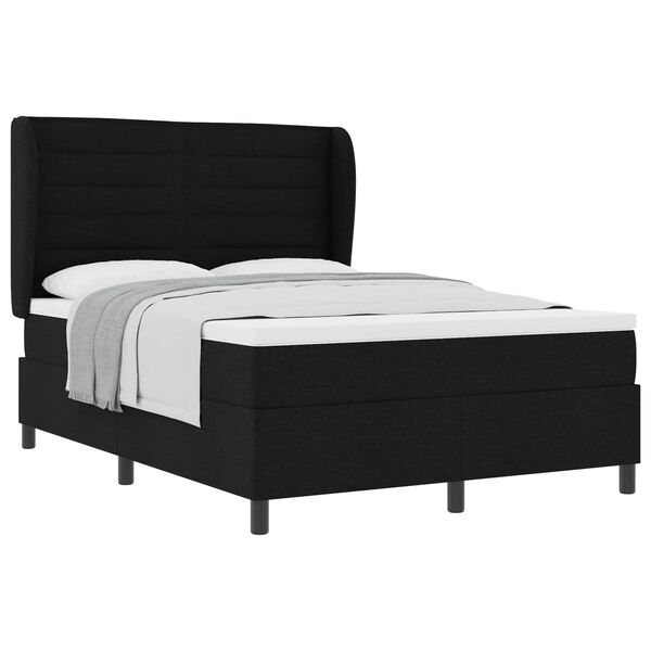 vidaXL Cama Box com colch&atilde;o com cabeceira Preto 160 x 200 cm tecido