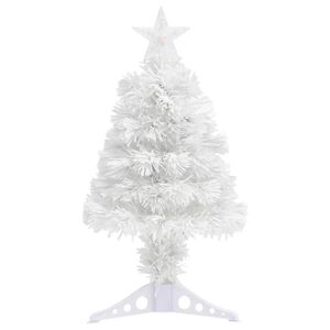 vidaXL &Aacute;rvore Natal artificial pr&eacute;-iluminada 64 cm fibra &oacute;tica branco