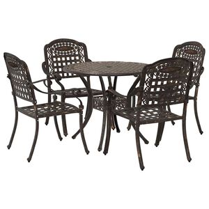 vidaXL Conjunto de Jantar para Jardim 5 pcs Bronze Alum&iacute;nio