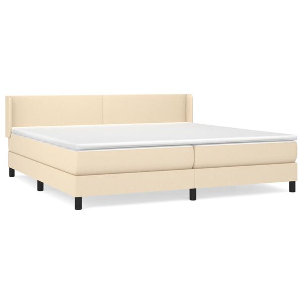 vidaXL Cama com molas/colch&atilde;o 200x200 cm tecido cor creme