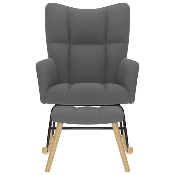 vidaXL Cadeira de baloi&ccedil;o com banco p/ p&eacute;s tecido cinzento-escuro