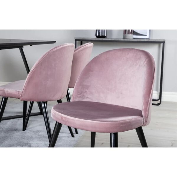Venture Home Cadeiras de jantar Velvet 2 pcs veludo preto/rosa sujo