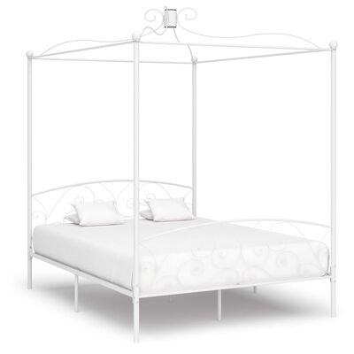 vidaXL Estrutura de cama dossel 160x200 cm metal branco