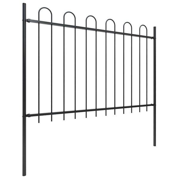 vidaXL Cerca de jardim com arco superior em a&ccedil;o 1781,5x120 cm preta