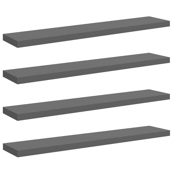 vidaXL Prateleiras de parede suspensas 4 pcs 120x23,5x3,8cm MDF cinza