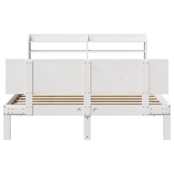 vidaXL Estrutura de cama c/ cabeceira 150x200 cm pinho maciço branco