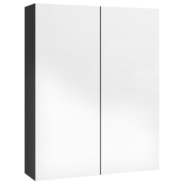 vidaXL Arm&aacute;rio espelhado p/ casa banho 60x15x75 cm MDF preto brilhante