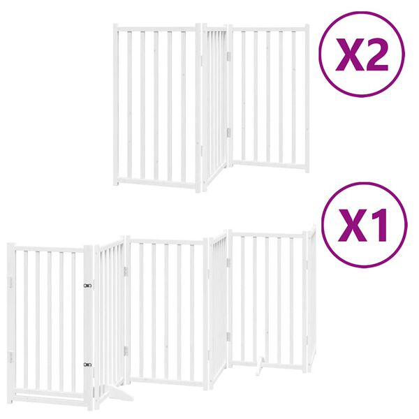 vidaXL Port&atilde;o p/ c&atilde;es com porta dobr&aacute;vel 12 pain&eacute;is 600cm &aacute;lamo branco