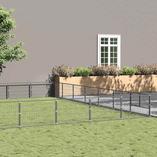 vidaXL Canil para c&atilde;es 70 m&sup2; a&ccedil;o prateado