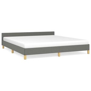vidaXL Estrutura de cama sem colch&atilde;o 180x200 cm tecido cinzento-escuro
