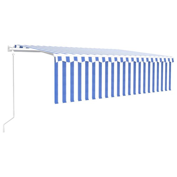 vidaXL Toldo retr&aacute;til autom&aacute;tico com estore 5x3 m azul e branco