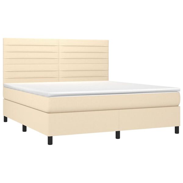 vidaXL Cama box spring c/ colch&atilde;o e LED 160x200 cm tecido cor creme