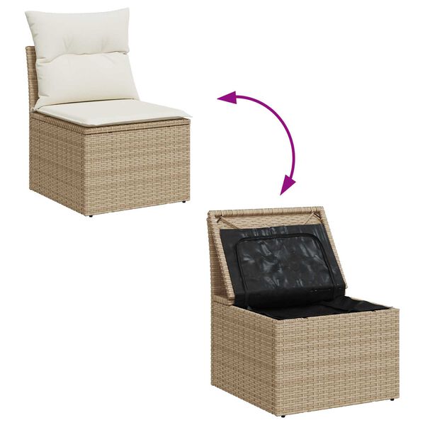 vidaXL Conjunto de Sofá de Jardim 3 pcs bege e branco Rattan Sintético