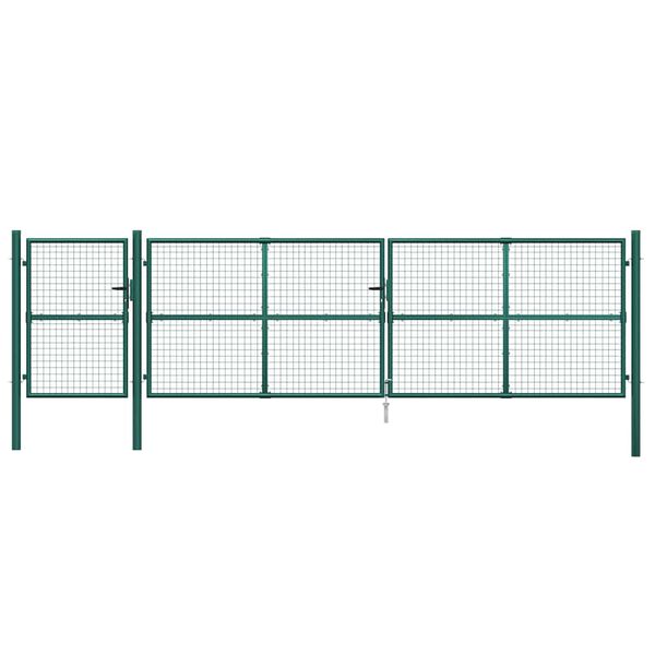 vidaXL Port&atilde;o de jardim em tela verde 500x125 cm a&ccedil;o galvanizado.