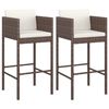 vidaXL Bancos de bar com almofad&otilde;es 2 pcs vime PE castanho