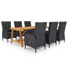 vidaXL 7 pcs conjunto de jantar de jardim preto