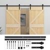 vidaXL Porta Deslizante 2 pcs Natural e Preto Madeira de Pinho Maci&ccedil;a