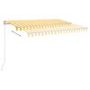 vidaXL Toldo autom&aacute;tico LED e sensor de vento 3x2,5 m amarelo/ branco